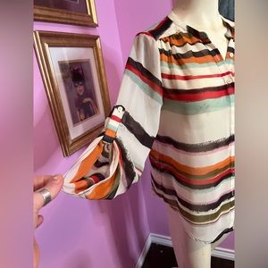 Bar III size small multicolor dress semi sheer shirt